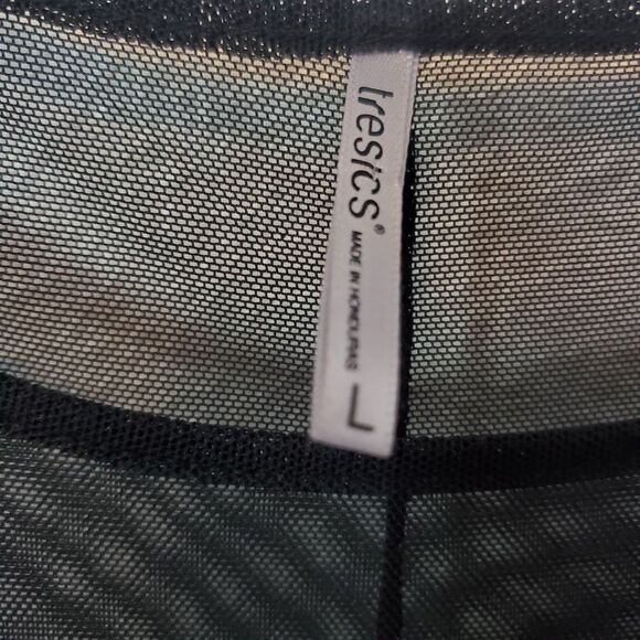 Tresics Black Top Sheer Shoulder And Sleeves Solid Black Body Size L - Picture 2 of 11